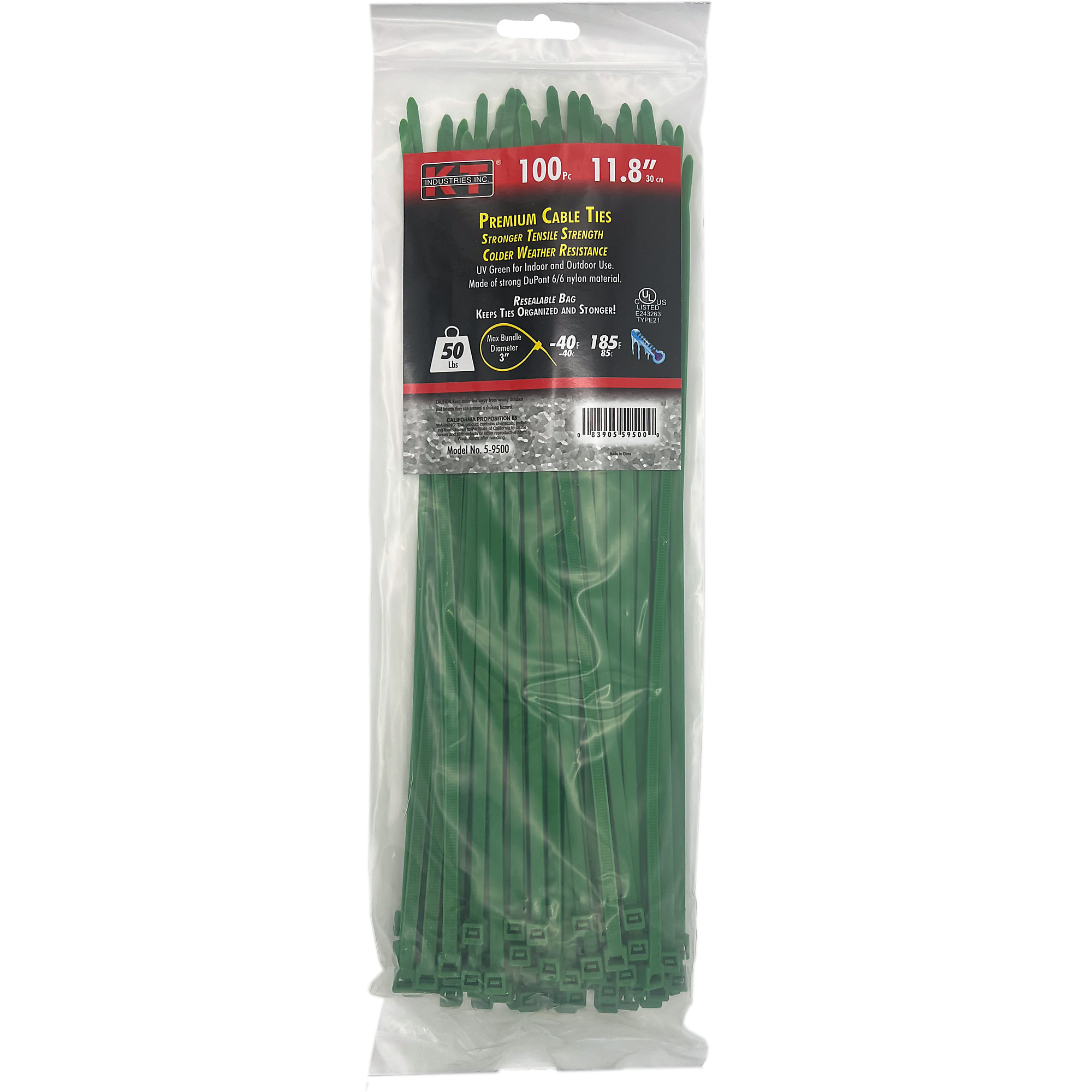 K-T Industries, 11.8" Green Standard Duty, 100/Pk, Model # 5-9500